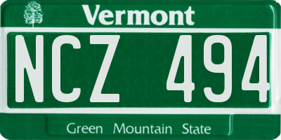VT license plate NCZ494