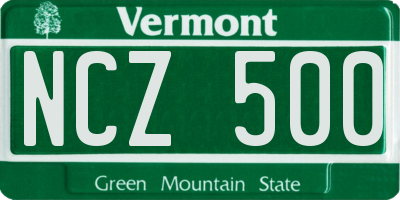 VT license plate NCZ500