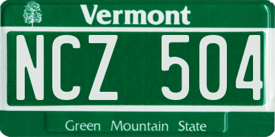 VT license plate NCZ504