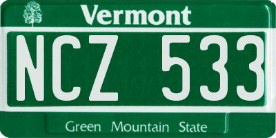 VT license plate NCZ533