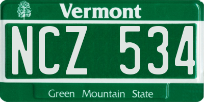 VT license plate NCZ534