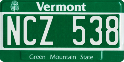 VT license plate NCZ538