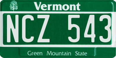 VT license plate NCZ543