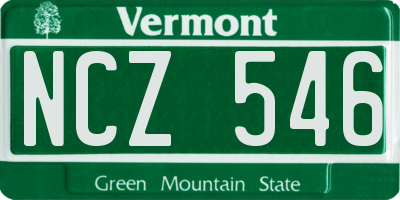 VT license plate NCZ546