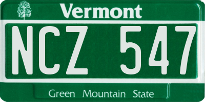 VT license plate NCZ547