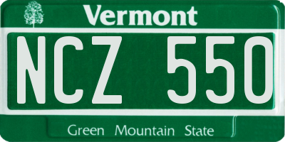 VT license plate NCZ550