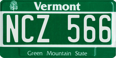 VT license plate NCZ566