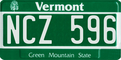 VT license plate NCZ596