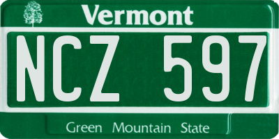 VT license plate NCZ597