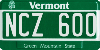 VT license plate NCZ600