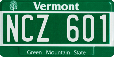 VT license plate NCZ601