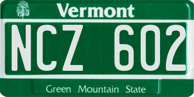 VT license plate NCZ602