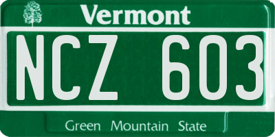 VT license plate NCZ603