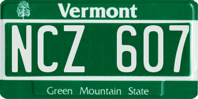 VT license plate NCZ607