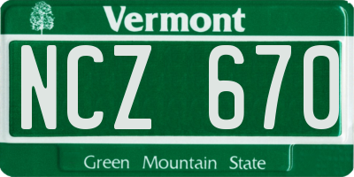 VT license plate NCZ670