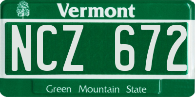 VT license plate NCZ672