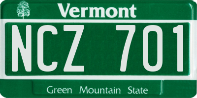 VT license plate NCZ701