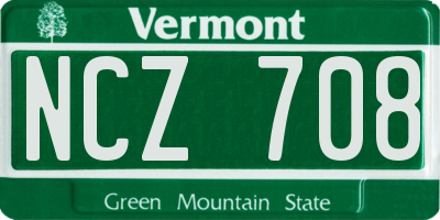 VT license plate NCZ708