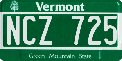 VT license plate NCZ725