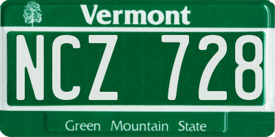 VT license plate NCZ728