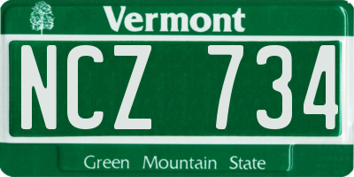VT license plate NCZ734
