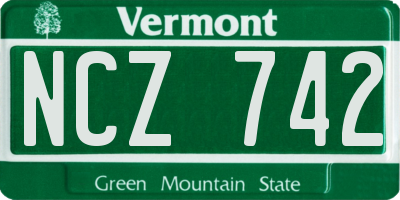 VT license plate NCZ742