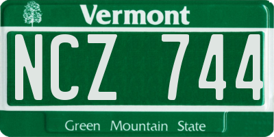 VT license plate NCZ744