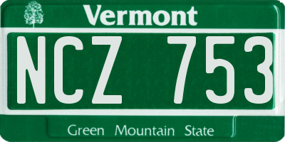 VT license plate NCZ753