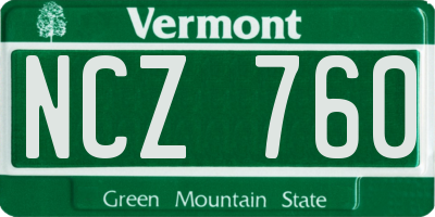 VT license plate NCZ760