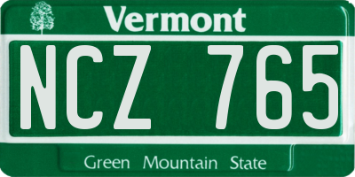 VT license plate NCZ765