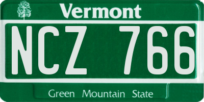 VT license plate NCZ766