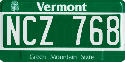 VT license plate NCZ768