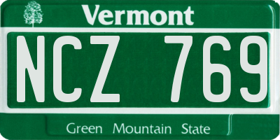 VT license plate NCZ769