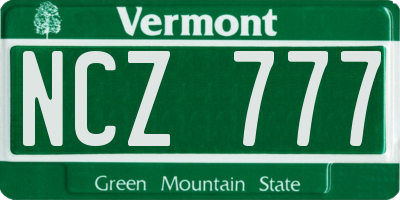 VT license plate NCZ777