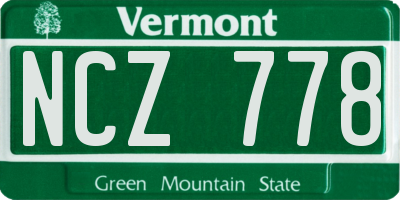 VT license plate NCZ778