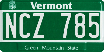 VT license plate NCZ785