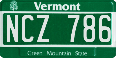 VT license plate NCZ786