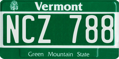 VT license plate NCZ788