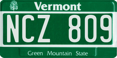 VT license plate NCZ809