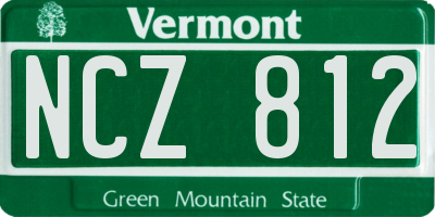 VT license plate NCZ812