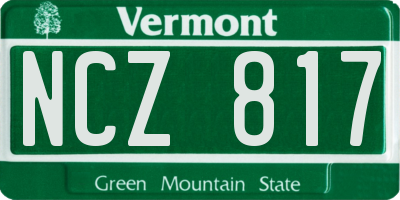 VT license plate NCZ817