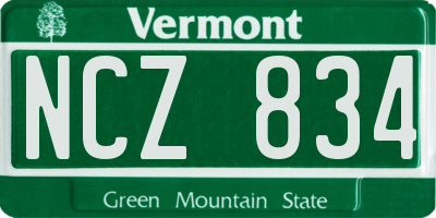 VT license plate NCZ834