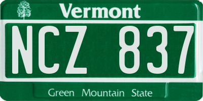 VT license plate NCZ837