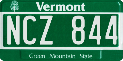VT license plate NCZ844