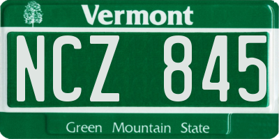 VT license plate NCZ845
