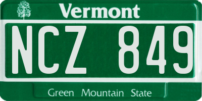 VT license plate NCZ849