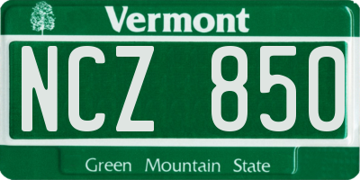 VT license plate NCZ850