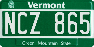 VT license plate NCZ865