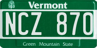 VT license plate NCZ870