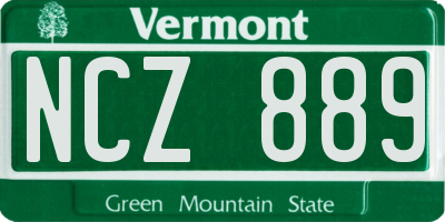 VT license plate NCZ889